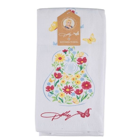 Dolly Parton Floral Guitar Print Kitchen Towel- Set Of 2 - Picture 2 of 7